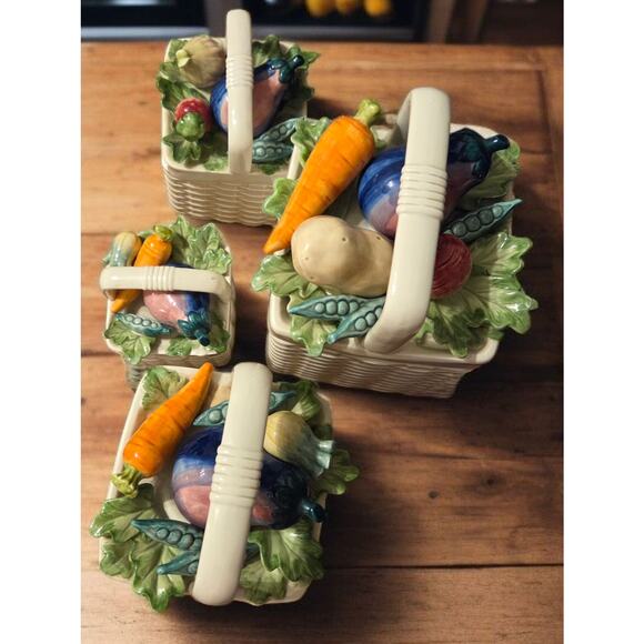 Fitz and Floyd Basketweave Kitchen Harvest Collection 4pc Canister Set w/ Lids - Picture 6 of 12